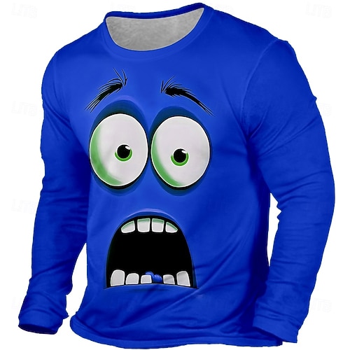  Men's Lion T Shirt Long Sleeve T shirt 3D Print Crew Neck Shirt Fashion Exaggerated Street Daily Yellow Red Blue All Seasons Clothing Apparel S M L XL XXL XXXL