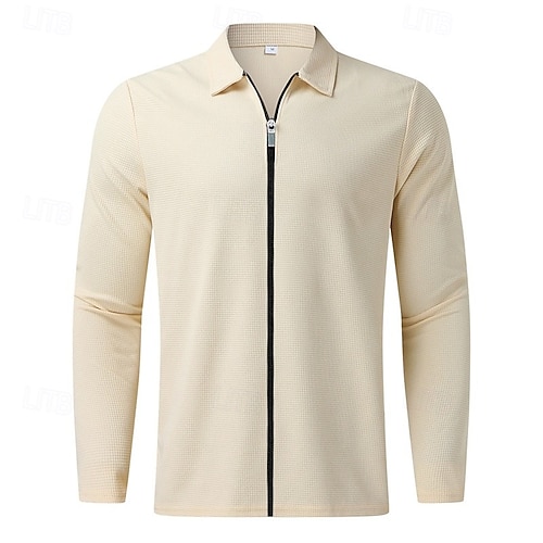  Herren Waffeljacke Jacke Freizeitjacke Outdoor Urlaub Warm Rein Frühling Herbst Winter Einfach Mode Streetwear Revers Regulär Schwarz Weiß Königliches Blau Khaki Grau Jacken