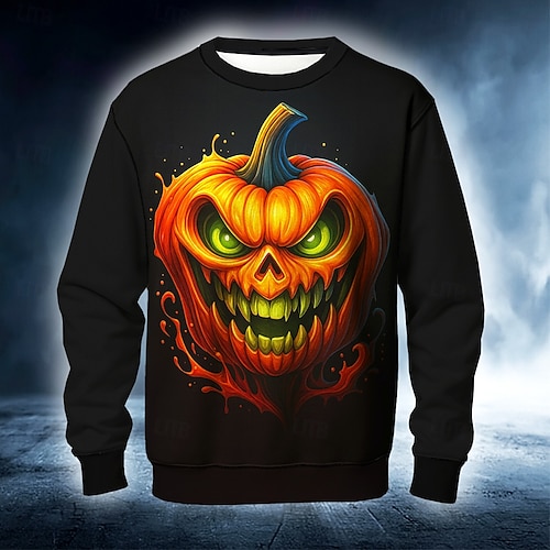 Halloween Hombre Calabaza Sudadera Punk Fiesta Cuello Barco