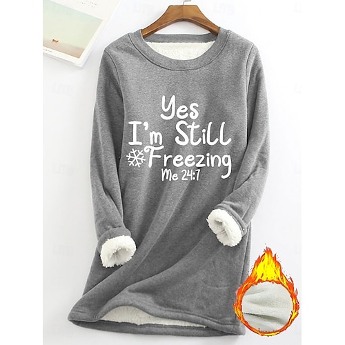  Per donna Felpa Pullover Grafico Caldo Casual Morbido Manica Lunga Girocollo Top Regolari Streetwear Casuale Nero Giallo Rosa Rosa scuro Rosso Primavera Autunno Inverno