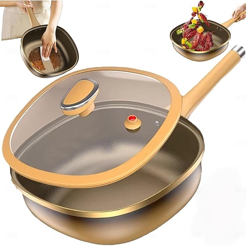 Pentola antiaderente in lega di titanio da 12 pollici con coperchio, padelle antiaderenti in titanio per friggere le uova, soffriggere, stufare, brasare e altre cotture