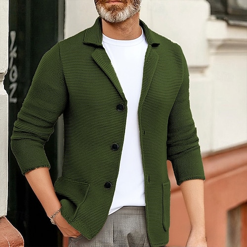 Homens Sueter Cardigan Suéter Cortado Suéter de malha Casaco