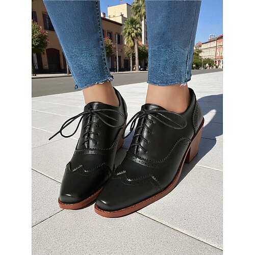 Women's 1950s Vintage Burgundy Lace-Up Oxford Shoes Faux Leather