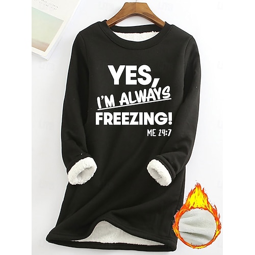  Dames Trui-sweatshirt Grafisch Brief Warm Casual Wazig Lange mouw Strakke ronde hals Ronde hals Normale tops Straat Casual Zwart Geel Blozend Roze Donker Roze Rood Lente Herfst Winter