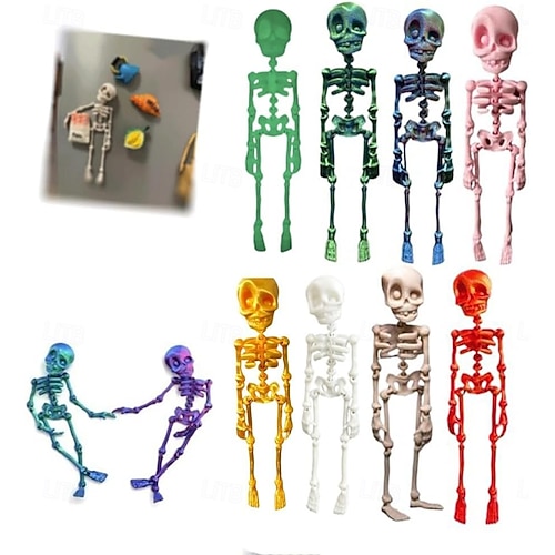 Aimants mobiles en forme de crâne pour réfrigérateur, aimants de réfrigérateur en forme de crâne articulés avec articulations mobiles, aimants décoratifs en forme de squelette d'Halloween pour la Aimants mobiles en forme de crâne pour réfrigérateur, aimants de réfrigérateur en forme de crâne articulés avec articulations mobiles, aimants décoratifs en forme de squelette d'Halloween pour la