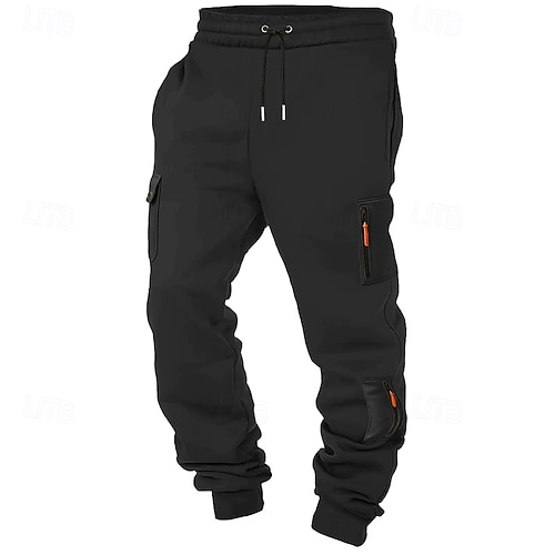  Homens Calças Esportivas Corredor Calças Calça de moletom cargo Com Cordão Bolsos Cintura elástica Tecido Conforto Esportes Diário Moda Casual Preto Branco Micro-Elástica