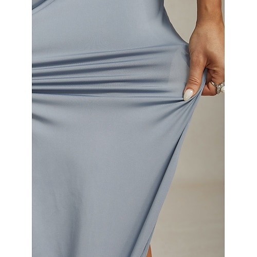  Pentru femei Rochie Maxi Rochie teacă Elegant Petrecere cocktail Culoare solidă Fără manșon Stil Nautic Albastru Prăfuit Vară
