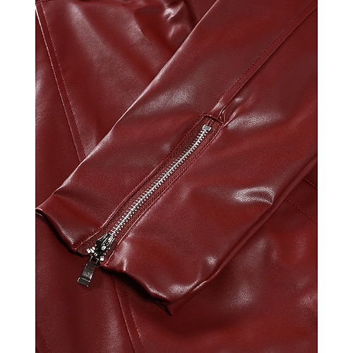  Miesten Nahkatakit Biker takki Moottoripyörä takki Loma Päivittäin Tuulenkestävä Pidä lämpimänä Tasku Syystalvi Tavallinen Muoti Klassinen Kauluskäänne Normaali Musta Rubiini Jackets