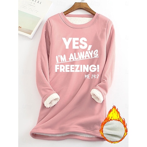  Dames Trui-sweatshirt Grafisch Brief Warm Casual Wazig Lange mouw Strakke ronde hals Ronde hals Normale tops Straat Casual Zwart Geel Blozend Roze Donker Roze Rood Lente Herfst Winter