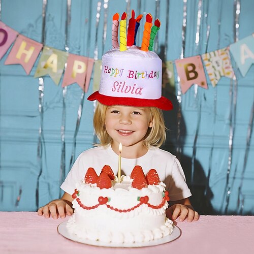 Personalized Birthday Cake Hat with Custom Embroidered Name