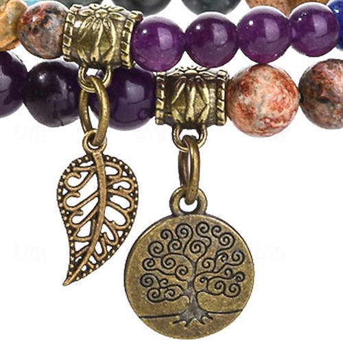  Women's Bead Bracelet Fancy Tree of Life Fashion Bohemian Stone Bracelet Jewelry Rainbow For Gift Daily Holiday