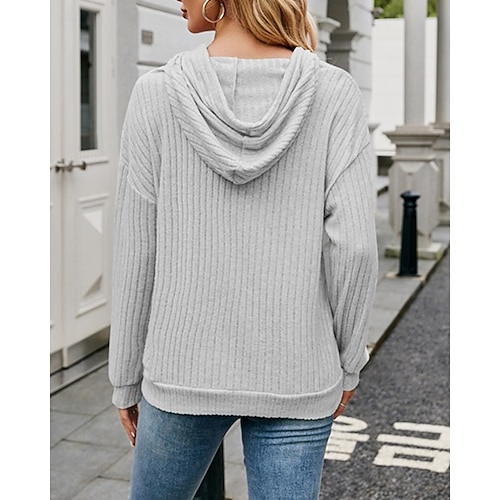  Dame Pullover hettegenser-genser عادي Gatemote Fritid Langermet Med hette Vanlige topper Gate Ferie Lomme Svart Rosa Blå Grønn Beige Høst Vinter