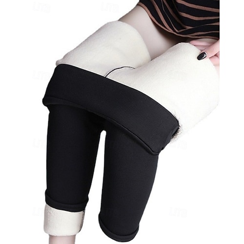  Per donna Pantaloni Eleganti Leggings Fodera in pile accogliente Streetwear Casual Lunghezza intera Naturale Semplice Elastico in vita Confortevole Streetwear Ferie Abbigliamento quotidiano Rosso