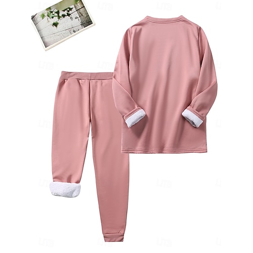  Per donna Caldo Quotidiano Set da due pezzi Tuta Set di Pantaloni Manica Lunga Girocollo Grafico Lettera Coulisse Stampato Casuale Quotidiano Nero Rosa scuro Blu Autunno Vestibilità regolare