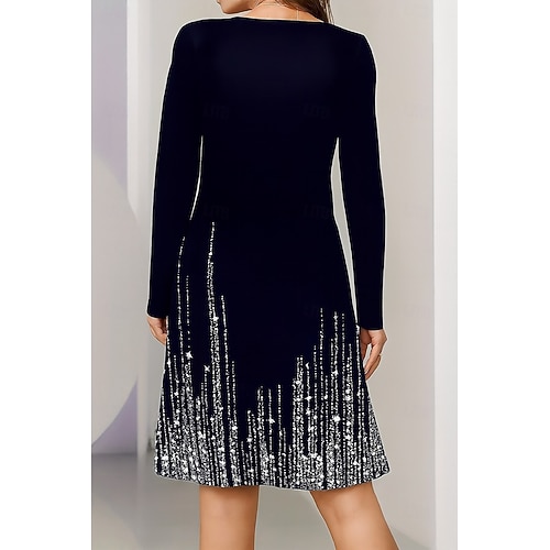  Femmes Mini Robe Robe T-Shirt Robe trapèze Vacances Occasionnel Quotidien Date Coupe régulière A Ombre Graphique Abstrait manche longue Col ras du cou Noir Bleu Vert Printemps Automne Hiver