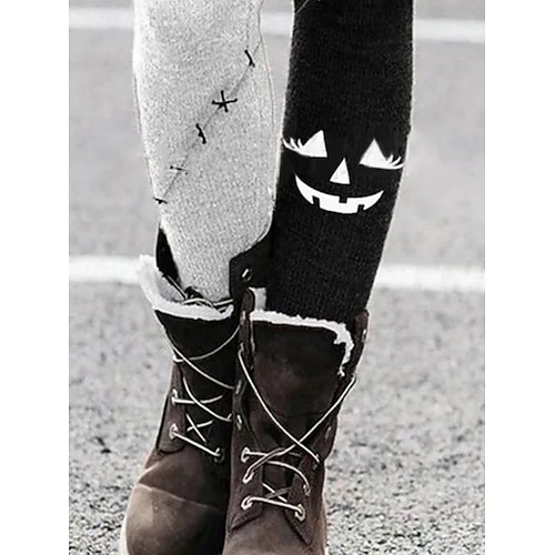  Dam Byxor Damasker Mysiga leggings Streetwear Ledigt Fullängd Hög midjaPantsHalloween Pumpa Elastisk midja Mönster Mateial som andas Bekväm Elastisk Semester Gata Dagliga kläder Vit Sommar Vår Höst