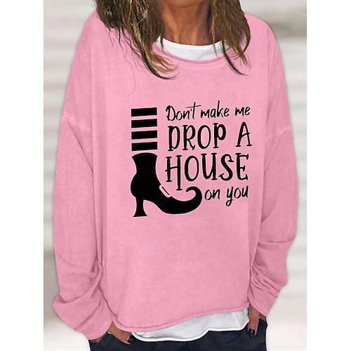  Sweat-shirts d'Halloween pour femmes, décontractés, manches longues, col ras du cou, hauts classiques, imprimés décontractés, noir, blanc, rose, kaki, gris, automne-hiver