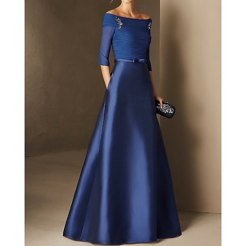 Abito da sera A-Line abito elegante per fidanzamento evento formale lunghezza completa maniche corte senza spalline matrimonio autunnale invitata in chiffon arricciato