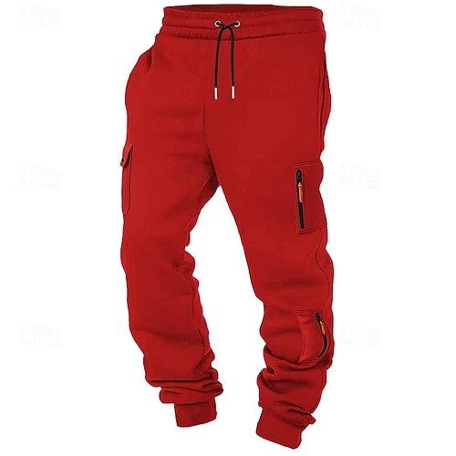  Homens Calças Esportivas Corredor Calças Calça de moletom cargo Com Cordão Bolsos Cintura elástica Tecido Conforto Esportes Diário Moda Casual Preto Branco Micro-Elástica