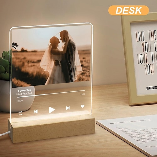 Personalized Photo Night Light Custom Gift Acrylic LED Decorattion USB Powered Warm white Add Your Image The Perfect Holiday Gift for Best Friends Lover and Family