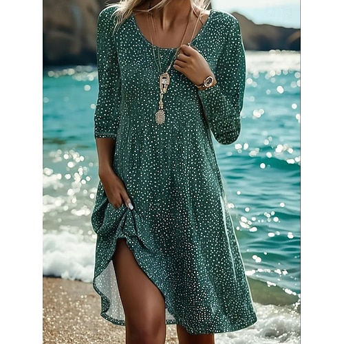  Pentru femei Rochie Mini Rochii Tricou Rochie de Vară Rochie A line Casual Boho Zilnic Concediu Dată Fit regulat Floral Grafic Manșon Lung Stil Nautic Verde Deschis Roz Îmbujorat Roșu Vin Roșu-aprins