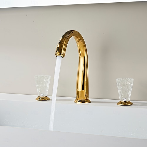  Robinet de lavabo - Classique / Séparé Électroplaqué Diffusion large Deux poignées trois trousBath Taps
