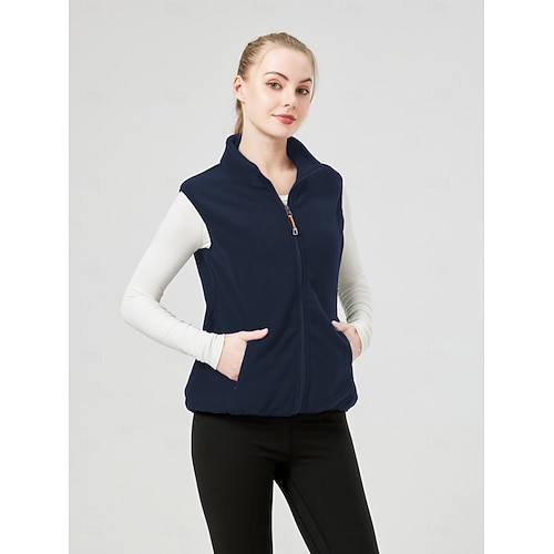Gilet Sans Manches Femme En Polaire - Molleton Doux, Boutons Matelassés, Poches - Taille Grande