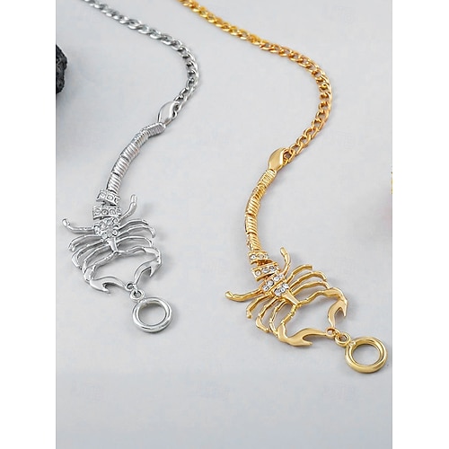  Halloween-schorpioenketting met strass-steentjes voor dames, stoere punkstijl, perfect voor feestoutfits en gewaagde kostuums