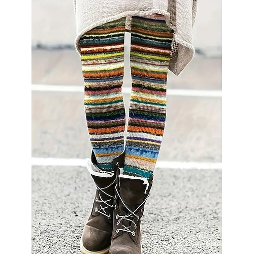  Per donna Pantaloni Leggings Leggings comodi Streetwear Casual Lunghezza intera Vita Alta A righe Elastico in vita Stampato Traspirabilità Confortevole Elasticizzato Vacanza Streetwear Abbigliamento