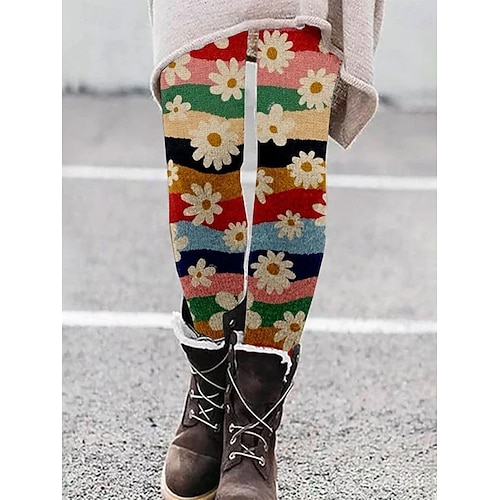  Per donna Pantaloni Leggings Leggings comodi Streetwear Casual Lunghezza intera Vita Alta A righe Elastico in vita Stampato Traspirabilità Confortevole Elasticizzato Vacanza Streetwear Abbigliamento
