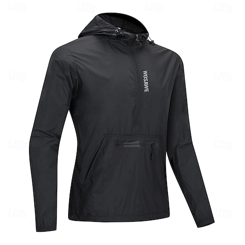  WOSAWE Men's Cycling Jacket Windbreaker Waterproof Rain Jacket Reflective Running Jackets Bike Hooded Packable Raincoat Top Lightweight Breathable Ultraviolet Resistant Fluorescent Mountain Bike Golf
