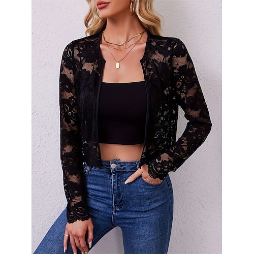 Écharpes de Mère Élégant Protection solaire manche longue Dentelle Boléros de Mariage Avec Couleur unie Pour Formel Été