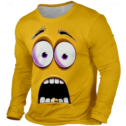  Men's Lion T Shirt Long Sleeve T shirt 3D Print Crew Neck Shirt Fashion Exaggerated Street Daily Yellow Red Blue All Seasons Clothing Apparel S M L XL XXL XXXL