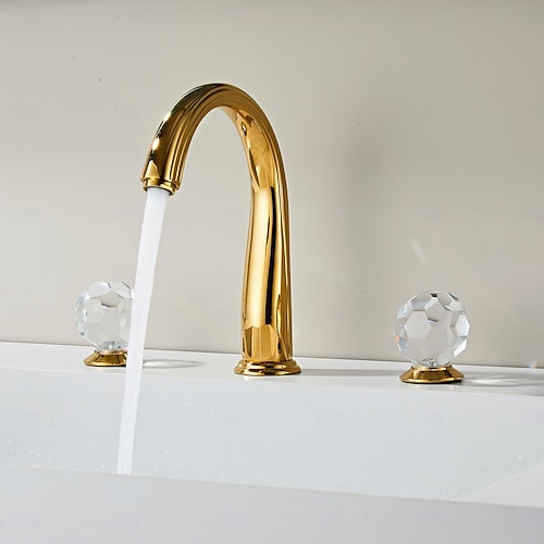  Robinet de lavabo - Classique / Séparé Électroplaqué Diffusion large Deux poignées trois trousBath Taps