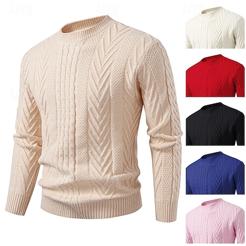 Homme Pull Côtelé Tricoter Hauts Réguliers Tricoté Coupe ajustée Uni Col ras du cou Tricots Contemporain Occasionnel Tenue quotidienne Vêtement Tenue Automne Noir Blanche M L XL Homme Pull Côtelé Tricoter Hauts Réguliers Tricoté Coupe ajustée Uni Col ras du cou Tricots Contemporain Occasionnel Tenue quotidienne Vêtement Tenue Automne Noir Blanche M L XL
