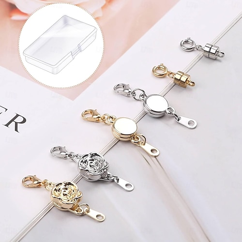  18 peças fechos e fechos magnéticos para colar, 3 estilos de fecho magnético cilíndrico redondo rosa, conector de fecho magnético para joias, extensor de pulseira para fabricação de joias