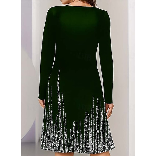  Femmes Mini Robe Robe T-Shirt Robe trapèze Vacances Occasionnel Quotidien Date Coupe régulière A Ombre Graphique Abstrait manche longue Col ras du cou Noir Bleu Vert Printemps Automne Hiver