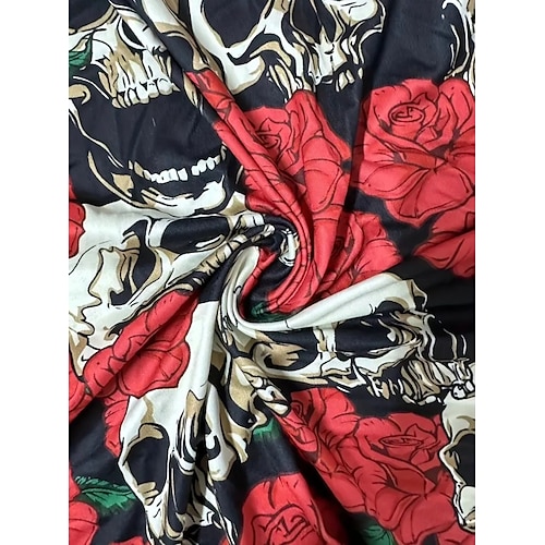  Damen Mantel Leicht Bequem Druck Vintage Künstlerisch Lässig Halloween Schädel Lässig Lang Kragenlos Normale Passform Langarm Oberbekleidung Schwarz Weiß Rote Frühling Herbst