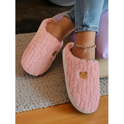 Scarpe Nere In Peluche Da Donna, Colore Puro, Eleganti E Confortevoli