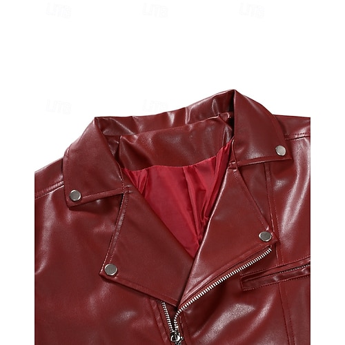  Miesten Nahkatakit Biker takki Moottoripyörä takki Loma Päivittäin Tuulenkestävä Pidä lämpimänä Tasku Syystalvi Tavallinen Muoti Klassinen Kauluskäänne Normaali Musta Rubiini Jackets