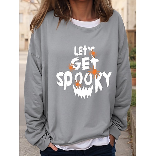  Sweat-shirts d'Halloween pour femmes, graphiques, décontractés, manches longues, col ras du cou, hauts réguliers, imprimés décontractés, noir, bleu, orange, vert, kaki, automne et hiver