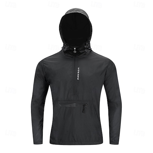  WOSAWE Men's Cycling Jacket Windbreaker Waterproof Rain Jacket Reflective Running Jackets Bike Hooded Packable Raincoat Top Lightweight Breathable Ultraviolet Resistant Fluorescent Mountain Bike Golf