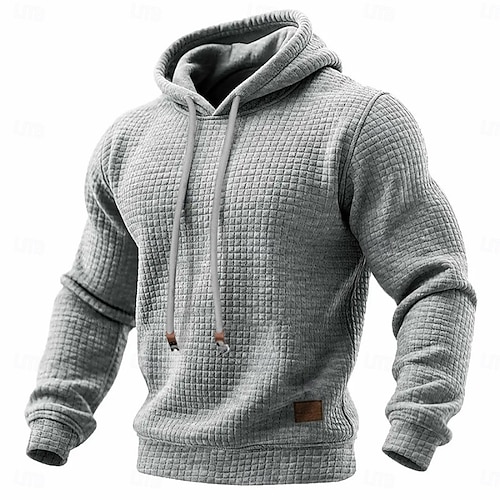 Per uomo Felpa con cappuccio Felpa con cappuccio a nido d'ape Aalbicocca Nero Bianco Grigio chiaro Grigio scuro Con Cappuccio Semplice Testurizzato Sport & Outdoor Casuale Quotidiano Streetwear Cool