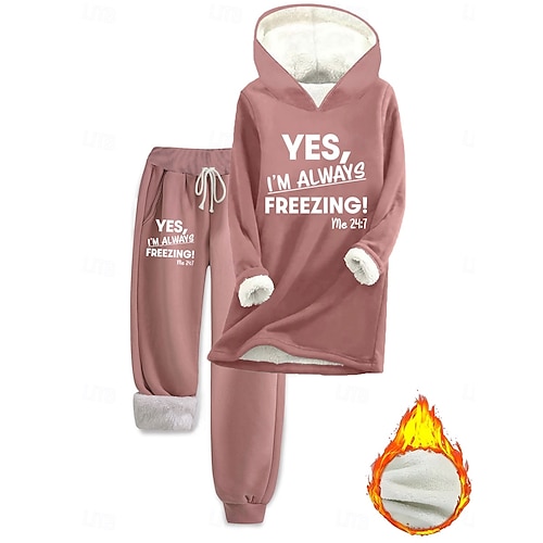  Női Napi Stílusos Kétrészes szettek Tracksuit Nadrág szettek Hosszú ujj Kapucni Grafika Szöveg Zsinór Nyomtatott Hétköznapi Napi Fekete Arcpír rózsaszín Sötétrózsaszín Ősz Normál