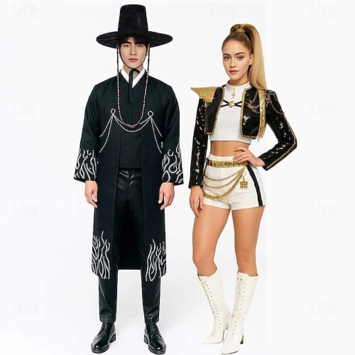  Inspirováno korejskými idoly Popová hvězda Kostým Halloween skupinové kostýmy pro páry Krásné šaty Virtuální idol Filmové kostýmy for Pro páry Pánské Dámské Dospělí předvečer Všech svatých Karneval