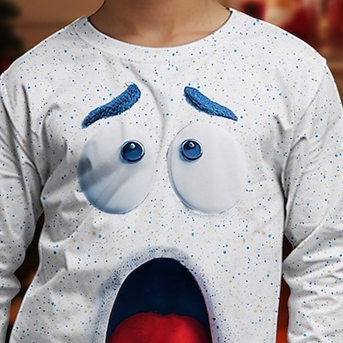  Jul Pojkar 3D Grafisk Tecknat T-shirt Långärmad Vår Höst Mode Grundläggande Barn 4-12 år Rund hals Utomhus Ledigt Dagligen Normal