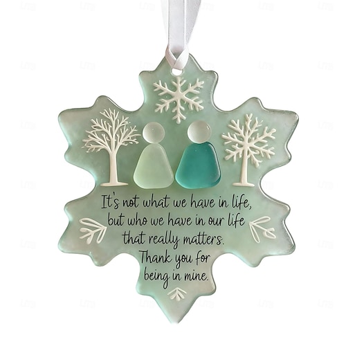  Snowflake Shaped Acrylic Snowflake Sea Glass Friendship Christmas Ornament Unique Friendship Keepsake Coastal Winter Xmas Tree Decoration Ideal Gifts for Best Friends