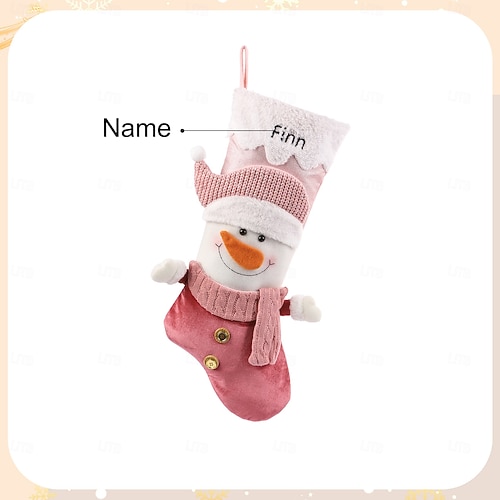  Meia de natal personalizada com boneco de neve e nome personalizado, grande sacola de presente para festas de natal, decoração perfeita para o natal &celebrações de ano novo
