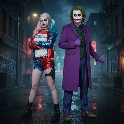  Harley Quinn Joker Colegiul de suicide Ținute Costume de cuplu de grup de Halloween Rochie Elegantă Costum sexy Film Cosplay for Pentru femei Fete Pentru copii Adulți Halloween Zuia Copiilor