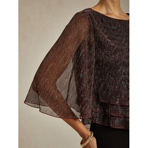 Femmes Chemisier Hauts Élégants Hauts fluides Hauts en mousseline de soie Élégant ancien Occasionnel Manche 3/4 Col ras du cou Col Bateau Travail Quotidien Tenues pour un rendez-vous galant  Femmes Chemisier Hauts Élégants Hauts fluides Hauts en mousseline de soie Élégant ancien Occasionnel Manche 3/4 Col ras du cou Col Bateau Travail Quotidien Tenues pour un rendez-vous galant